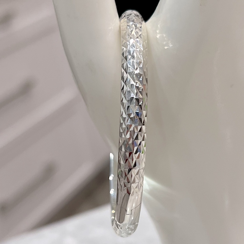Sterling Silver Diamond Cut Bangle Bracelet - Picture 12 of 14